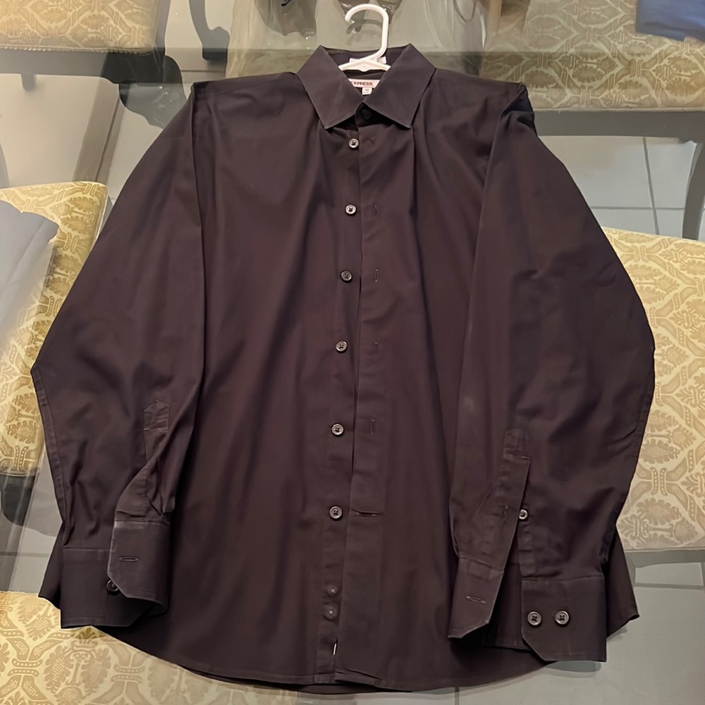 EXPRESS, BLACK BUTTON DOWN SIZE MEDIUM STRETCH COTTON
